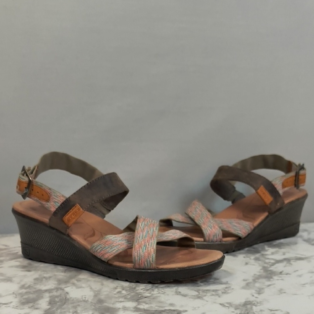 Keen Skyline Brindle Wedge Sandals Womens Size 10 Brown Adjustable
